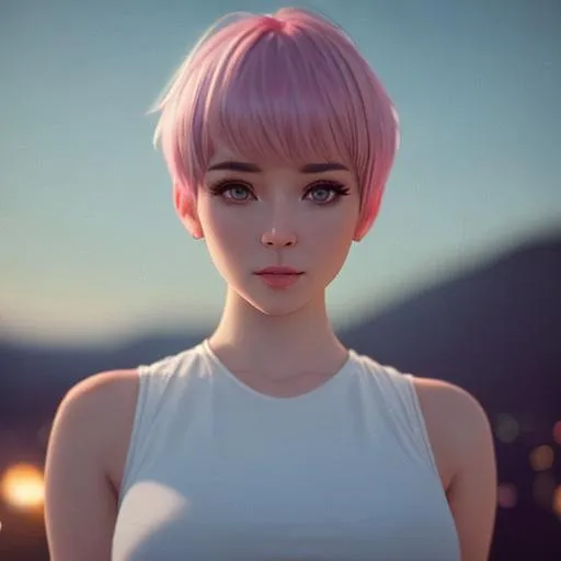 Prompt: (in the style of <joemad>)++ ([<bad_prompt> <bad_artist> <easy_negative> grainy blurry]) (8k resolution, extremely detailed, artistic, hyperrealistic, octane render, cinematic lighting, dramatic lighting, masterpiece) E-woman, fully body, pink and white pixie cut hair, bangs hairstyle, pale skin, light freckles, dark green eyes, high detail, highly detailed, digital painting, blank background, black fingernails on fingers, dark red lipstick, goth clothing, emo, nose small ring, ears earrings, small pearcing below mouth