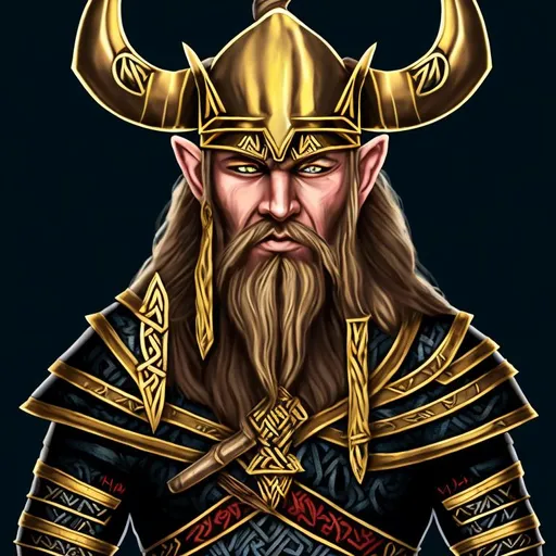 Prompt: Evil viking wearing gold, pharaoh style front view
With text: V4N_MYST3R 
