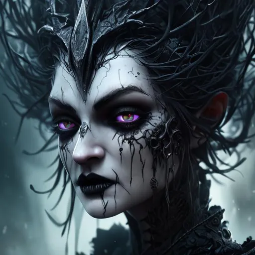Prompt: head to toe portrait of goth queen detailed face hyper realistic extremely detailed dark cinematic 4K