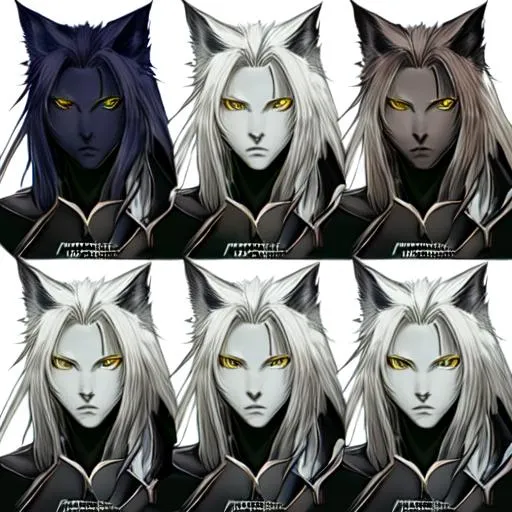 Prompt: Sephiroth from Final Fantasy morphing into a cat, style of the Animorphs book covers