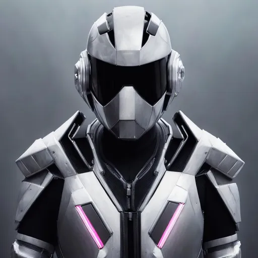 Prompt: Futuristic, human male, cyberpunk full face, white and grey kamen rider ex-aid mask with, daft punk style, ultra detailed, 4k, de-noise, ue5, octane render
