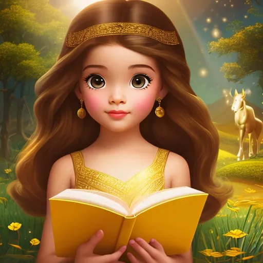 Prompt: girl with a golden book