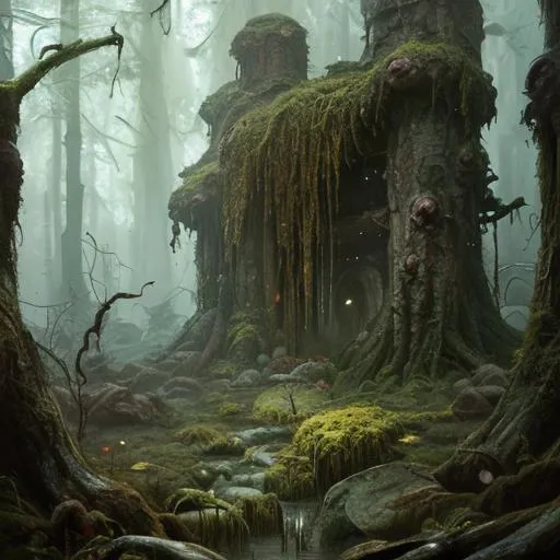 Prompt: lore tablet, white moss,  fungi, rotting, moss, digitigrade, standing, D&D, fantasy, cinematic lighting, highly detailed, digital painting, artstation, concept art, smooth, sharp focus, illustration, volumetric lighting, epic Composition, 8k, art by frank frazetta, oil painting, cgsociety, distant, lonely
