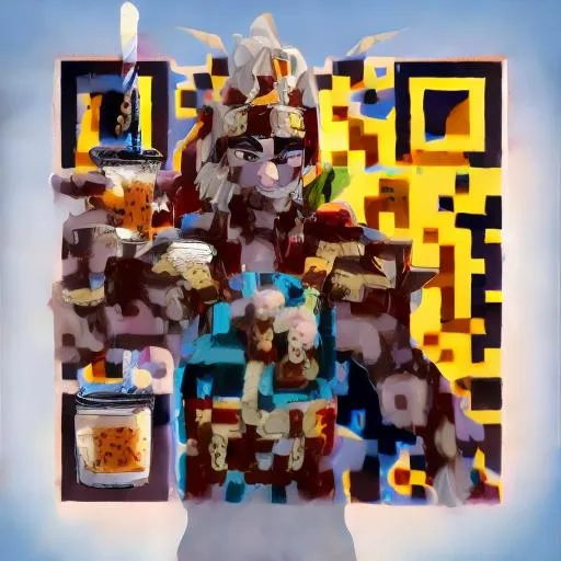 Prompt: A warrior holding milk shake in hand
