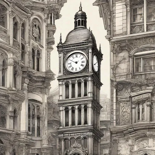 Prompt: Craft a mesmerizing image that captures the essence of an ultra-detailed aesthetic Clock Tower, nestled within a picturesque cityscape. The Clock Tower stands as a majestic symbol of time's passage, its every intricate detail meticulously preserved. Its facade boasts a harmonious blend of ornate architectural styles, adorned with delicate filigree, intricate carvings, and graceful spires that seem to reach for the sky. The clock's face is a masterpiece of precision, with gears, hands, and numerals crafted with exquisite artistry. Surrounding the tower, vibrant gardens and cobblestone paths add to the charm of the scene. As the sun sets, warm light spills from the tower's windows, casting enchanting patterns on the streets below. This image celebrates the intersection of intricate craftsmanship and timeless beauty. Ensure the best resolution of the image and high quality of the details.