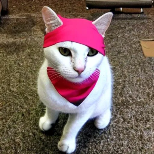 Prompt: cat wearing a bandana