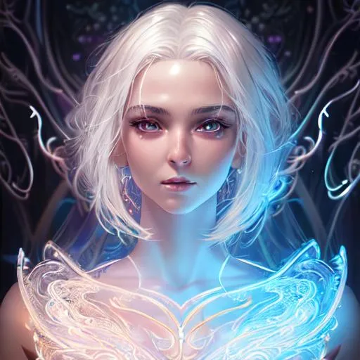 Prompt: incredibly detailed, glowing Luminous magical currents unusual magic elements, cinematic digital art, cinematic lighting, Gorgeous hyper-detailed, smooth and clear intricate details, inspired by Greg Rutkowski, photorealism, hyperdetailed, #Prisi# young woman with white hair hyperrealism 12k resolution complementary colors wide-angle lens sunny