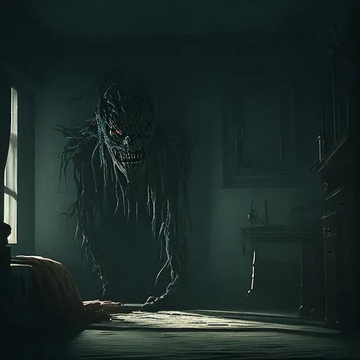 Image of monsters emerging from a dark room