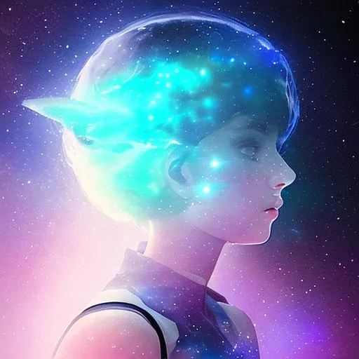 Prompt: [girl], [galaxy], double exposure