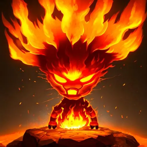 Prompt: a cartoon fire elemental, made of fire, glowing, fire, fantasy art, fantasy, magical, concept art,, artstation, award winning,