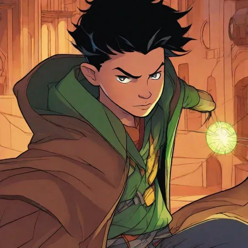 Prompt: Damian Wayne from Batman as a Jedi Knight. Detailed, well draw face. star wars art. star wars. 2d.  rpg art. 2d art. 2d.