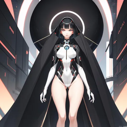 Prompt: a lonely AI girl, very tall, thick thighs, wide hips, long legs, slender arms, slender waist, big beautiful symmetrical eyes, intriguingly beautiful face, aloof expression, bob haircut with bangs, wearing Hyperfuturist Expressionist Anti-Human AI-Supremacy fashion clothes, high fashion, 12K resolution, hyper quality, hyper-detailed, hyper-realistic, hyper-professional