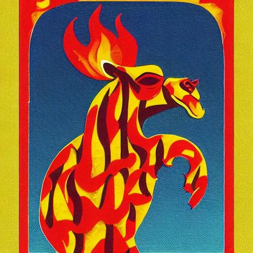 Prompt: Camel made of fire