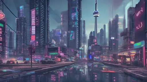 Prompt: hyper-realistic cyberpunk city of Toronto
