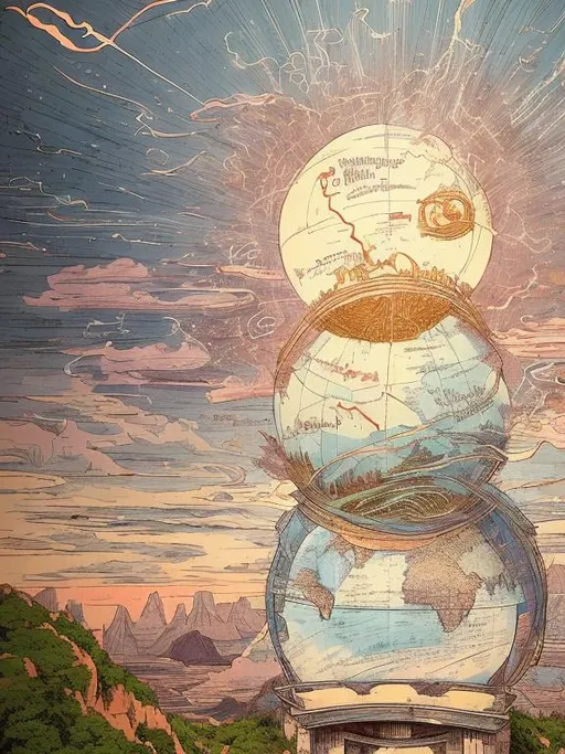 Prompt: Imagine a person standing at the edge of a cliff, with a clear view of a beautiful landscape ahead. The person has their arms outstretched and their eyes closed, as if in deep concentration. From their mind, vibrant thought bubbles are emanating, filled with various images representing their desired outcomes: a diploma symbolizing education, a globe representing travel, a dollar sign representing financial abundance, and so on. These thought bubbles are morphing into physical manifestations that hover in the air around the person, ready to be realized. Birds are soaring above them, representing freedom and endless possibilities. The scene is bathed in warm, golden sunlight, symbolizing positivity and empowerment. This concept visually captures the idea of transforming thoughts into real-world results through the power of manifestation.