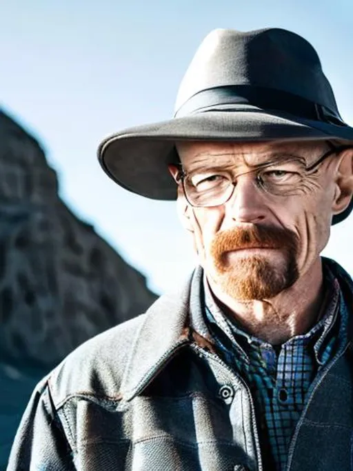 Prompt: Walter White wearing black fedora hat




