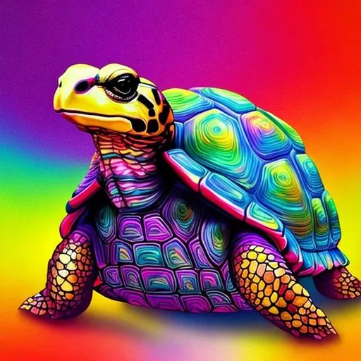 Prompt: ReDfoot tortoise in the style of Lisa frank
