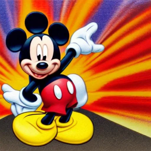 Prompt: mickey mouse on fire