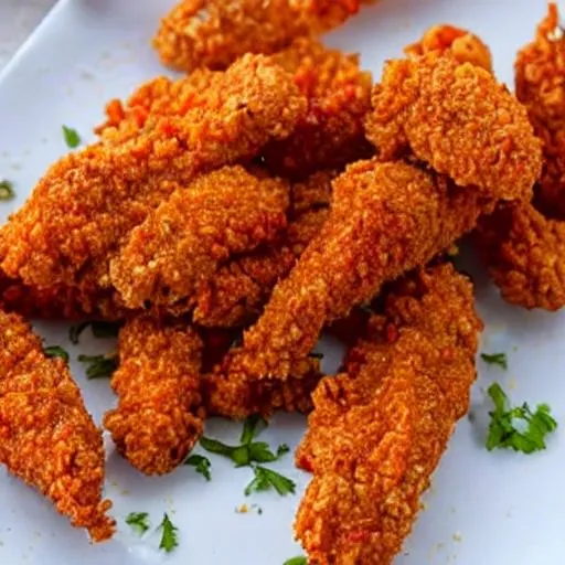 Prompt: Spicy tenders that are top secret recipe from grandma protected by the government