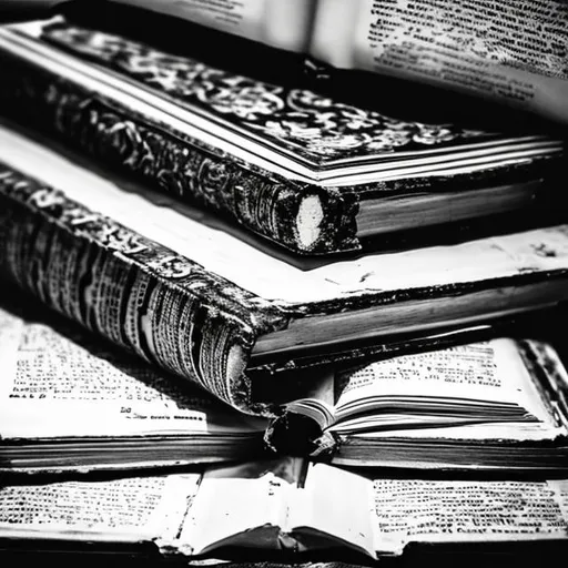 Prompt: old book black and white