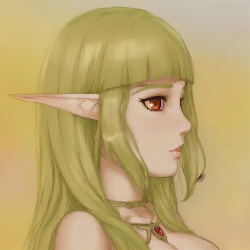 Prompt: portrait, woman,  dark brown hair, dark brown eyes, elf ears, Camilla d'Errico style