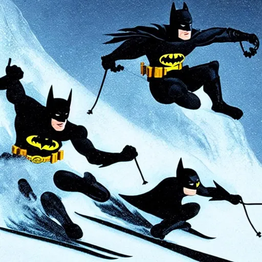 Prompt: batman skiing very fast