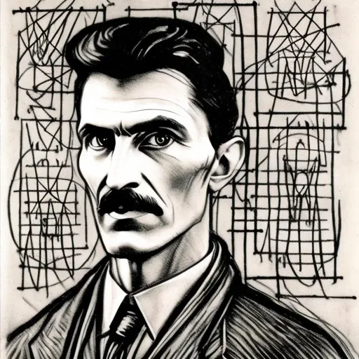 Prompt: Nikola Tesla drawn by Basquiat as anime