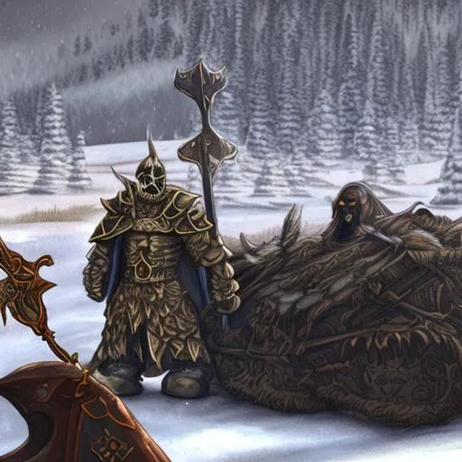 Prompt: Skeleton armored Viking in the winter on a ship