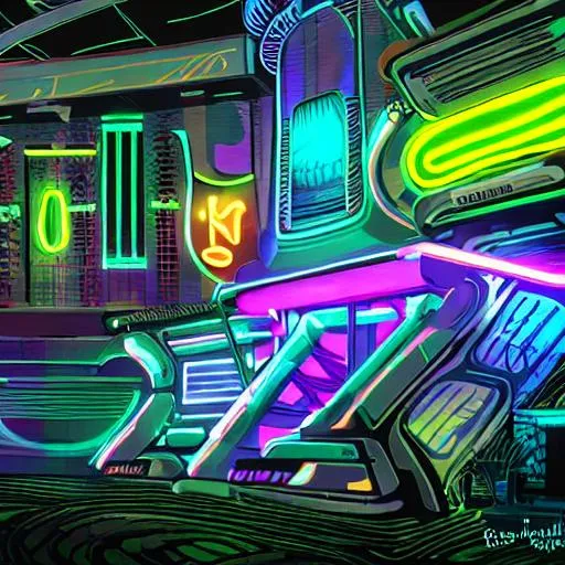 Prompt: neon sci fi set

