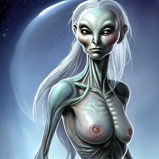 Prompt: A beautiful female alien