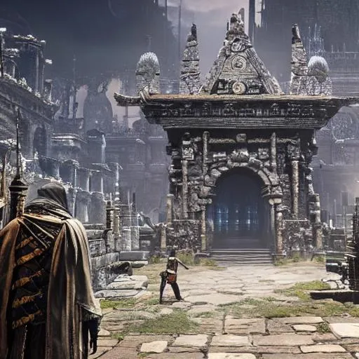 Prompt: bloodborne new area concept art, aztec temple