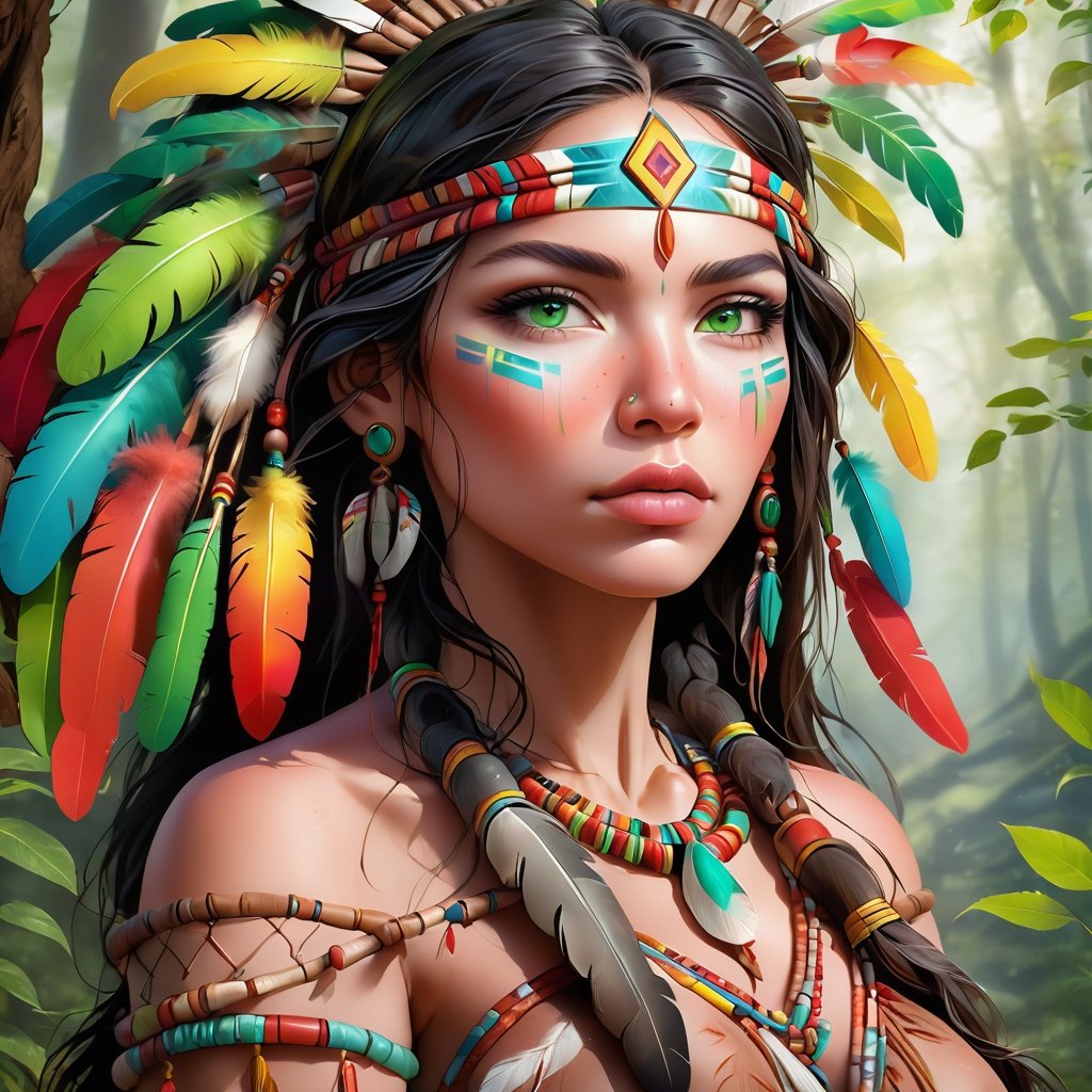 A Portrait of Native American Woman, beautiful, full... | OpenArt