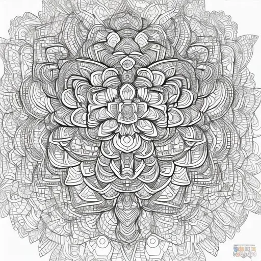 Prompt: Line art adult coloring page [Mandala} black line art white background centered