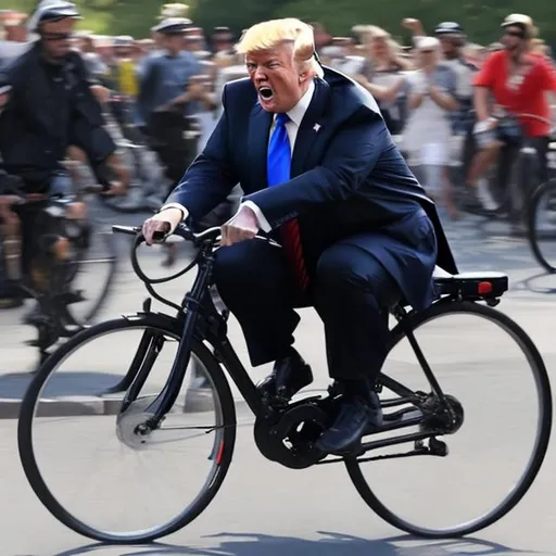 Prompt: Donald Trump on a bike