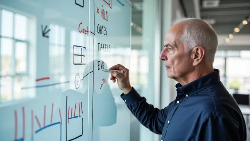 Torsten Schrimper erläutert an einem Whiteboard die Trennung von fixen und variablen Kosten und Break-even – sachliche Beratungsszene