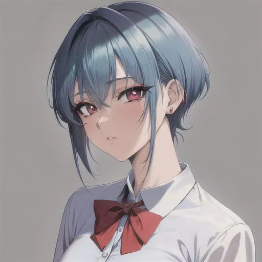 a wonderful and cute anime girl with short hair, colored style