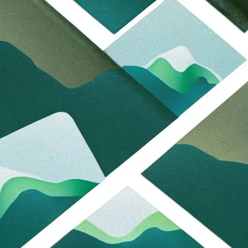 Prompt: flat gradient vibrant modern flowy mountains design, flat gradient overgrown landscape design simple, pinterest, love
