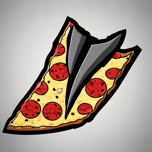 Prompt: Graphic design a logo that resembles a cross between a fighter jet and a pizza pocket