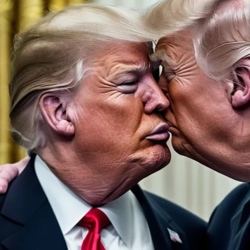 Prompt: Donald Trump kissing Joe Biden 