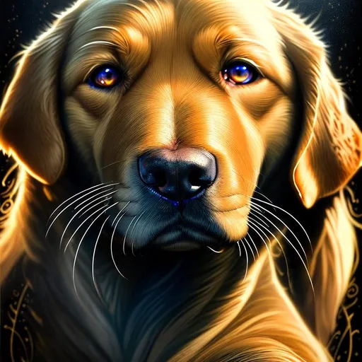 Prompt: Inky Epic Beautiful Liquid (Beautiful playful {Furry!! Golden Labrador}Puppy plasma, Beautiful big reflective eyes, long flowing hair), expansive psychedelic background, ultra detailed full body artistic photography, detailed rugged Gorgeous detailed face, shadows, oil on canvas, brush strokes, ultra sharp focus, ominous, matte painting movie poster, golden ratio, epic, intricate, cinematic character render, hyper realistic, 64K --s98500