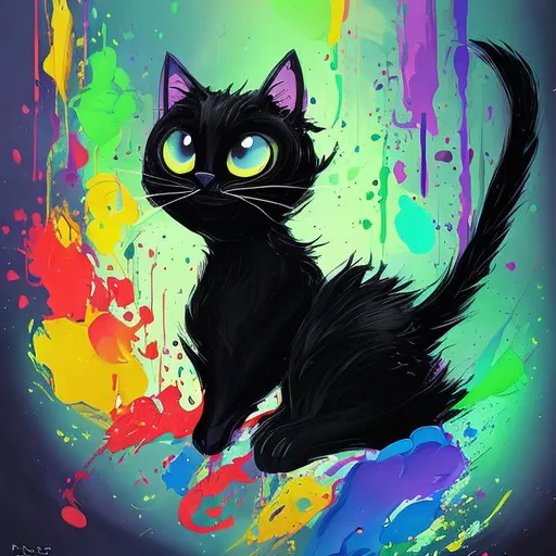Prompt: Paintslinger black cat


