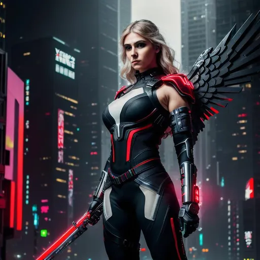 photography, bokeh effect, Cyberpunk Valkyrie, warr...