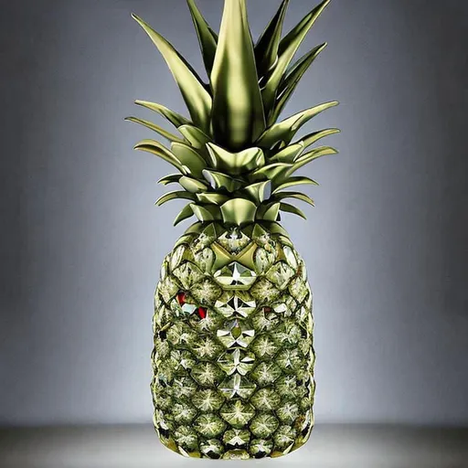 Prompt: high quality, high resolution photorealistic picture of a crystalline  pineapple but made out of crystals
