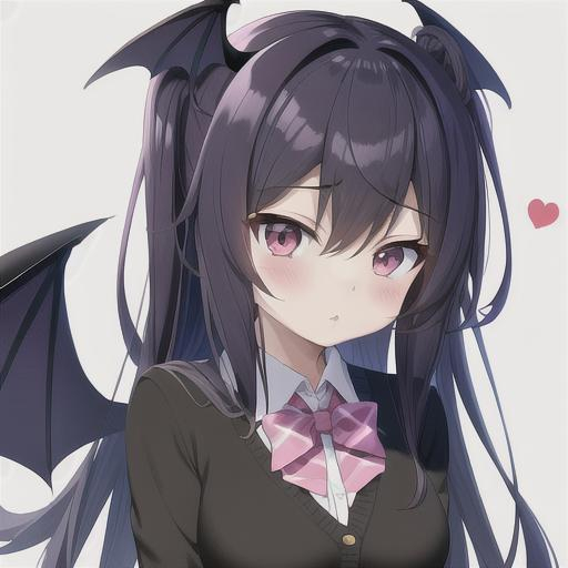 cute preppy anime girl with bat wings, anime pfp, hd