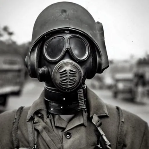 Dead soldier wearing gas mask | OpenArt