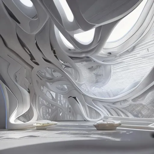 Prompt: white themed interior by Zaha Hadid, minimalistic architecture, interior sustainable garden, wooden decoration, neon lightning, people, reflections, Arturo Tedeschi, 8k, octane render, ultra hd render, finely detailed, shadows, interiorZaha Hadid atmosphere, ultra quality photo realistic, hyper realistic