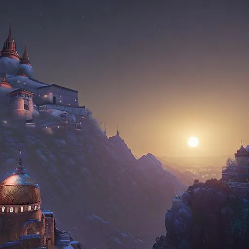 Prompt: old monk on top of the monastery moonlight, unreal engine, 8k, super detailed