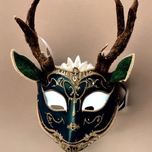 Prompt: deer wearing masquerade mask