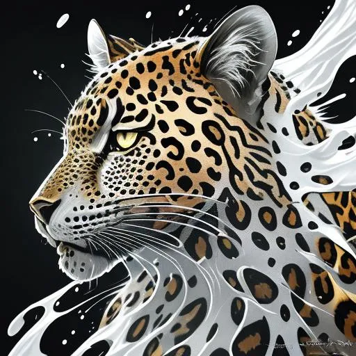 Prompt: Splash art, a leopard head, front, ((white background)), wearing Head accessories, epic Instagram, artstation, splash style of fractal paint, contour, hyperdetailed intricately detailed , unreal engine, fantastical, intricate detail, splash screen, complementary colors, fantasy concept art, 8k resolution, deviantart masterpiece, oil painting, heavy strokes, paint dripping, splash arts, ultra details
