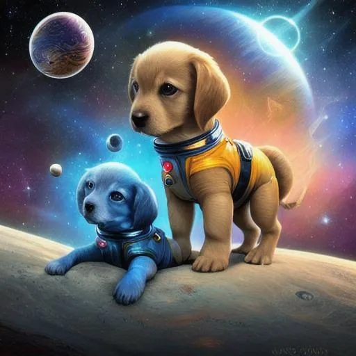 Prompt: space puppies